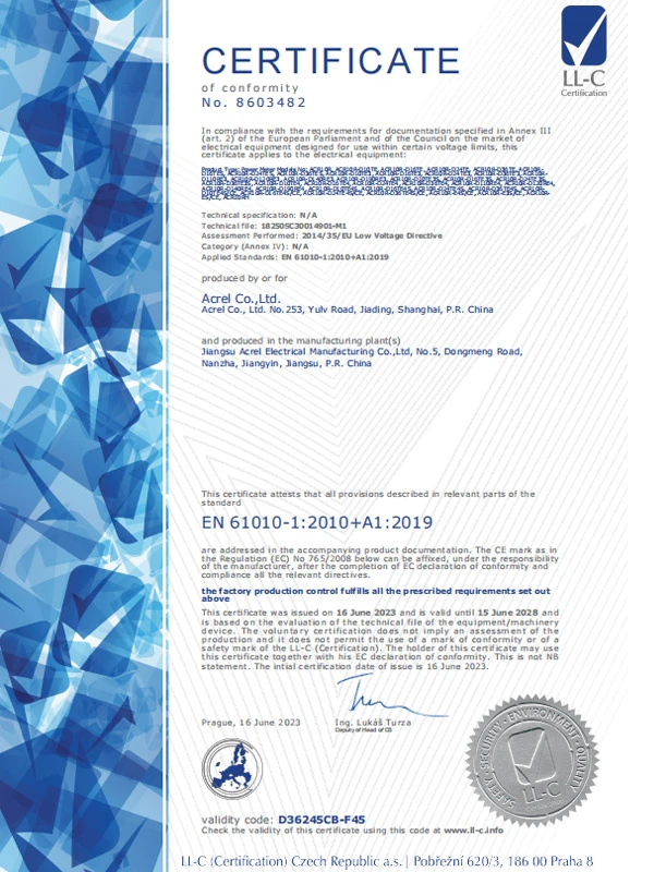 acr10r ce power meter lvd certificate