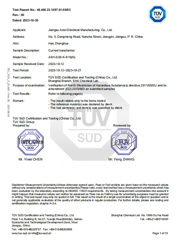 akh 0 66  10n current transformer rohs10 report
