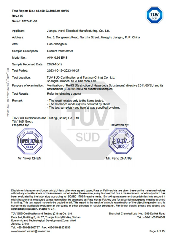 akh 0 66 ems current transformer rohs10 report