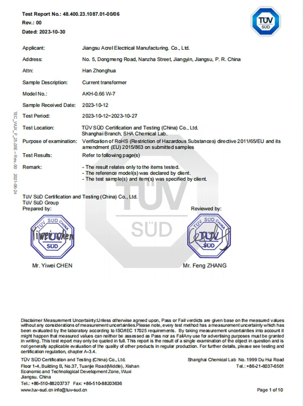 akh 0 66 w 7 current transformer rohs10 report