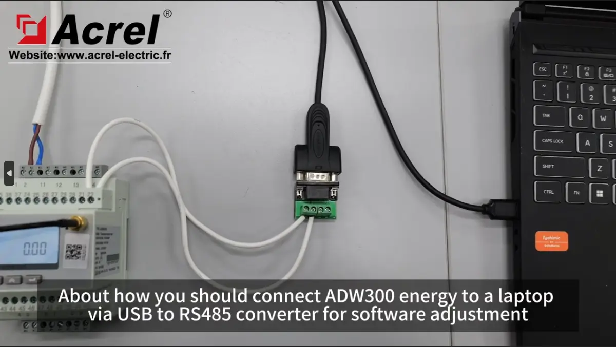 Comment connecter le compteur d'énergie ADW300 à votre ordinateur portable pour un réglage logiciel via le convertisseur USB _ RS485