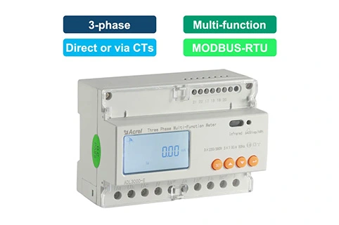 Compteur d'énergie intelligent 3 Phase Acrel ADL3000 UL